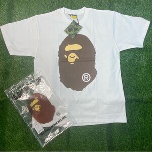 Bape White and Brown Short Sleeve Tee